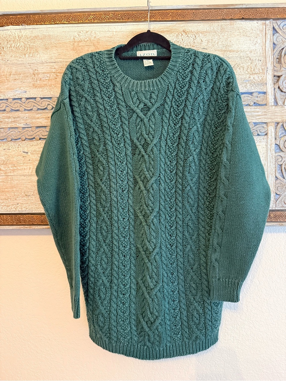 Izod Vintage Green Cable Knit Sweater
